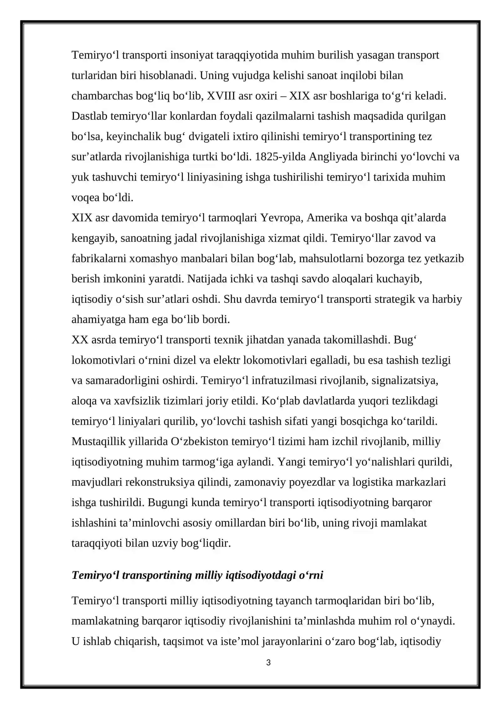 Temiryo‘l transportining iqtisodiyotdagi o‘rni va ahamiyati 3