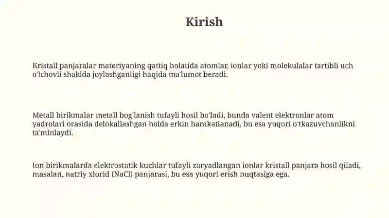 Kristal panjara turlari 3