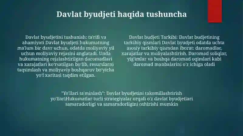 Davlat Byudjeti Tarkibi Va Uni Takomillashtirish Yo'Llari 3