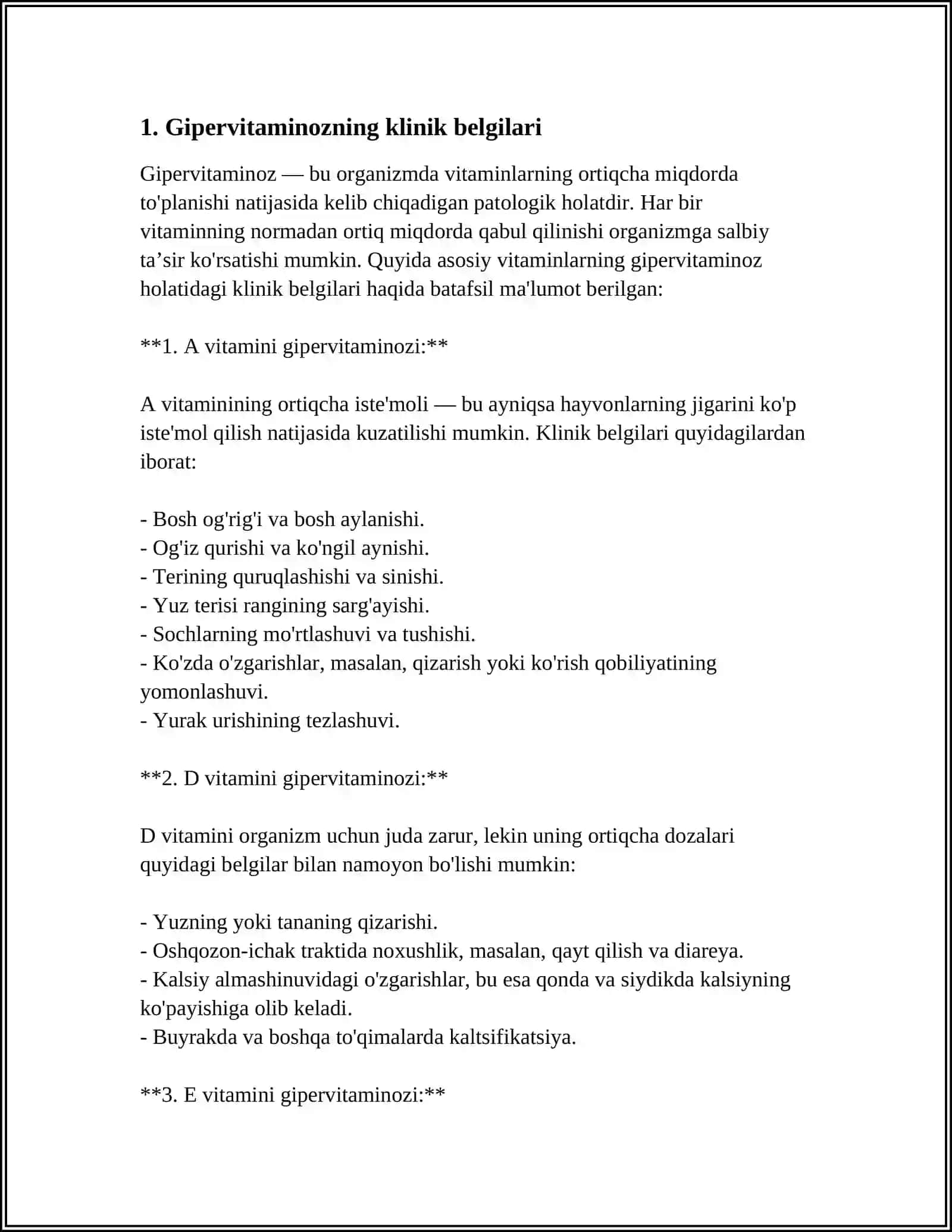 GIPERVITAMINOZLAR KLINIKASI 3