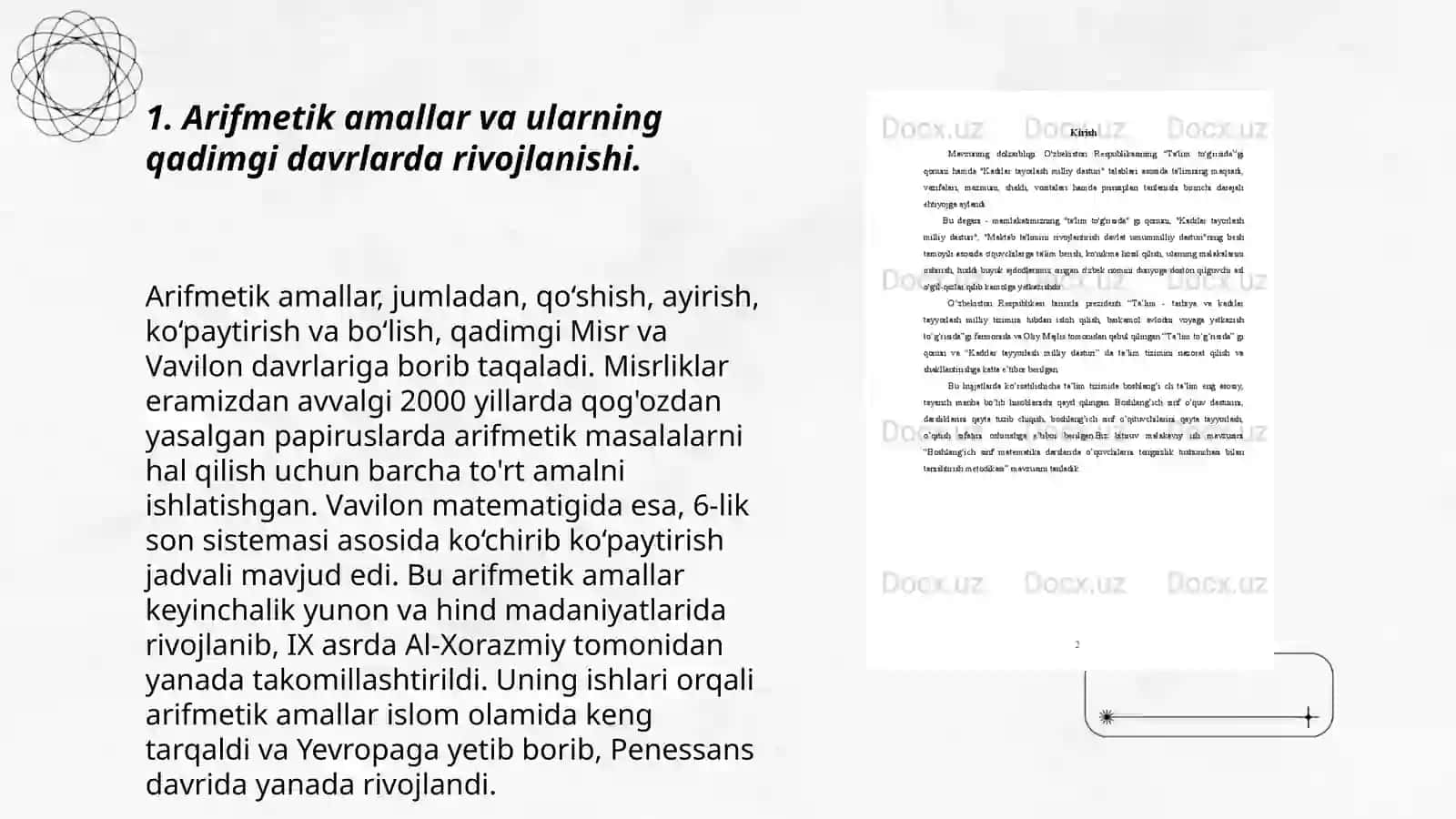 Arifmetik amallar mavzusida tarixiy materiallar 3