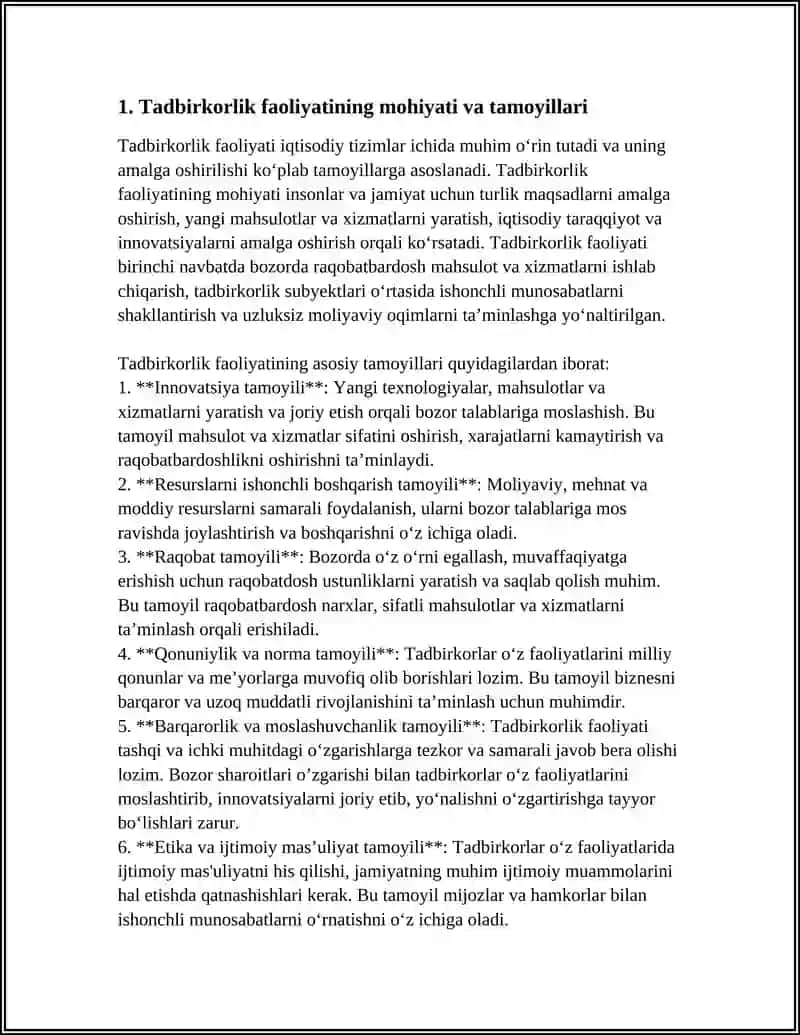 TADBIRKORLIK FAOLIYATI VA TADBIRKORLIK KAPITALI 3