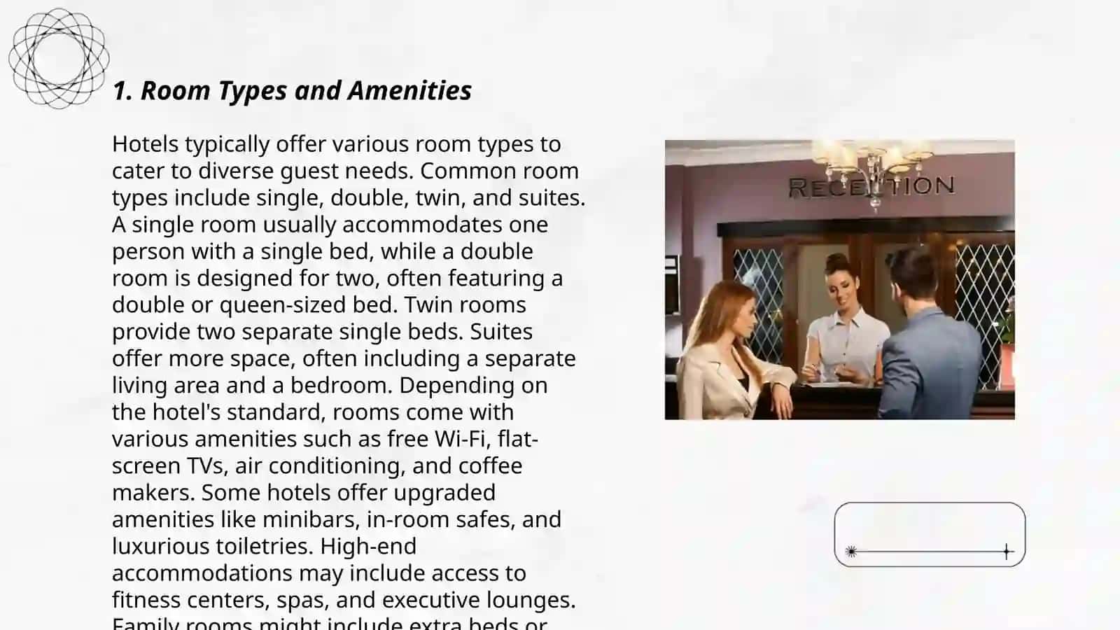 Classification of hotel services or accommodation services 3