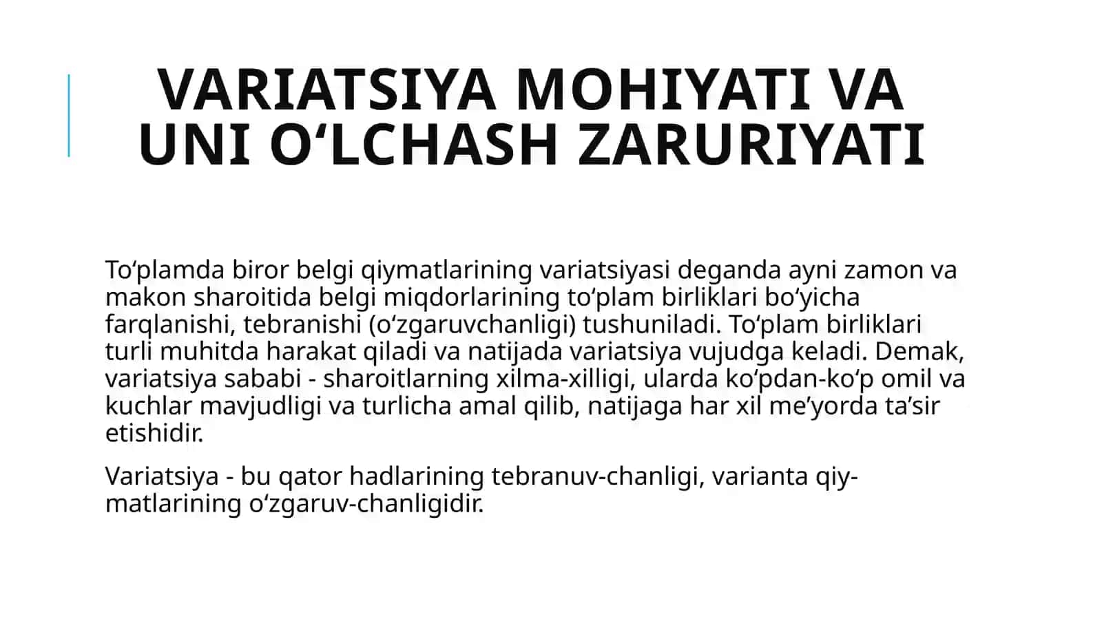 Variatsiya ko'rsatkichlari 3
