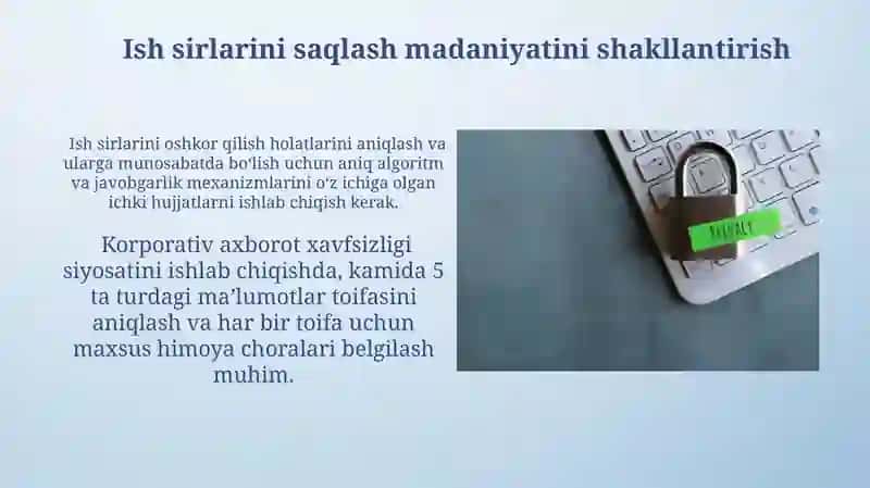 Ish sirlarini saqlash madaniyatini shakllantirish 3