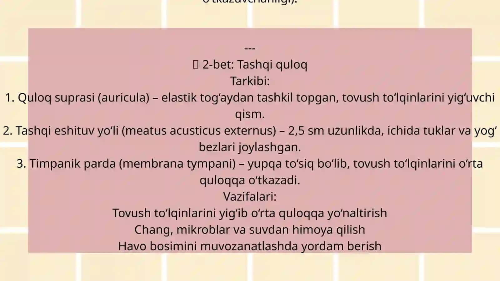 Eshitish a'zosi.Tashqi va òrta quloqning vazifaviy va yoshli anatomiyasi.Ichki quloq 3