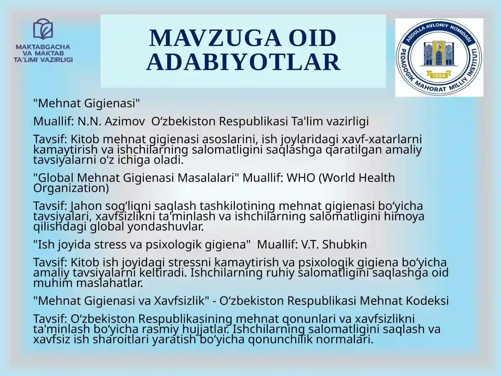 MAKTABDA MEHNAT GIGIYENASINI TA’MINLASH 3