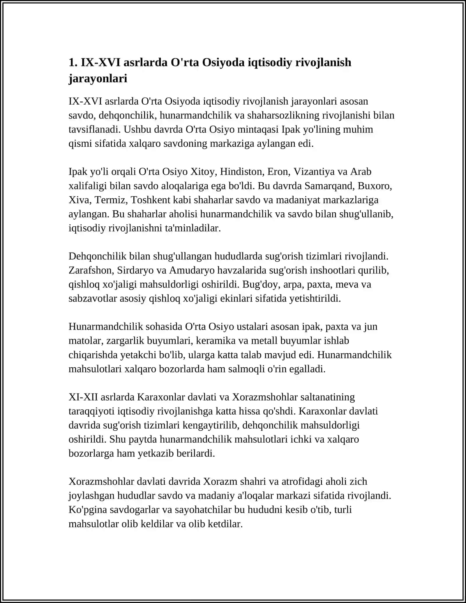 IX-XVI ASRLARDA OʻRTA OSIYODA IQTISODIY GʻOYALAR, QARASHLAR 3