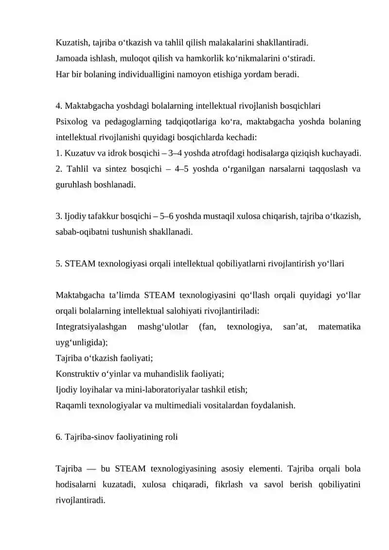 Maktabgacha yoshdagi bolalarni STEAM texnologiyasi asosida intellektual qobiliyatlarini rivojlantirish yo'llari 3
