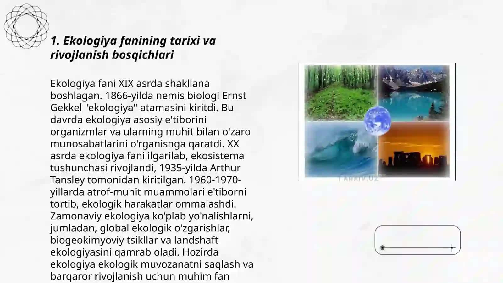 Ekologiya fani rivojlantirish bosqichlari 3