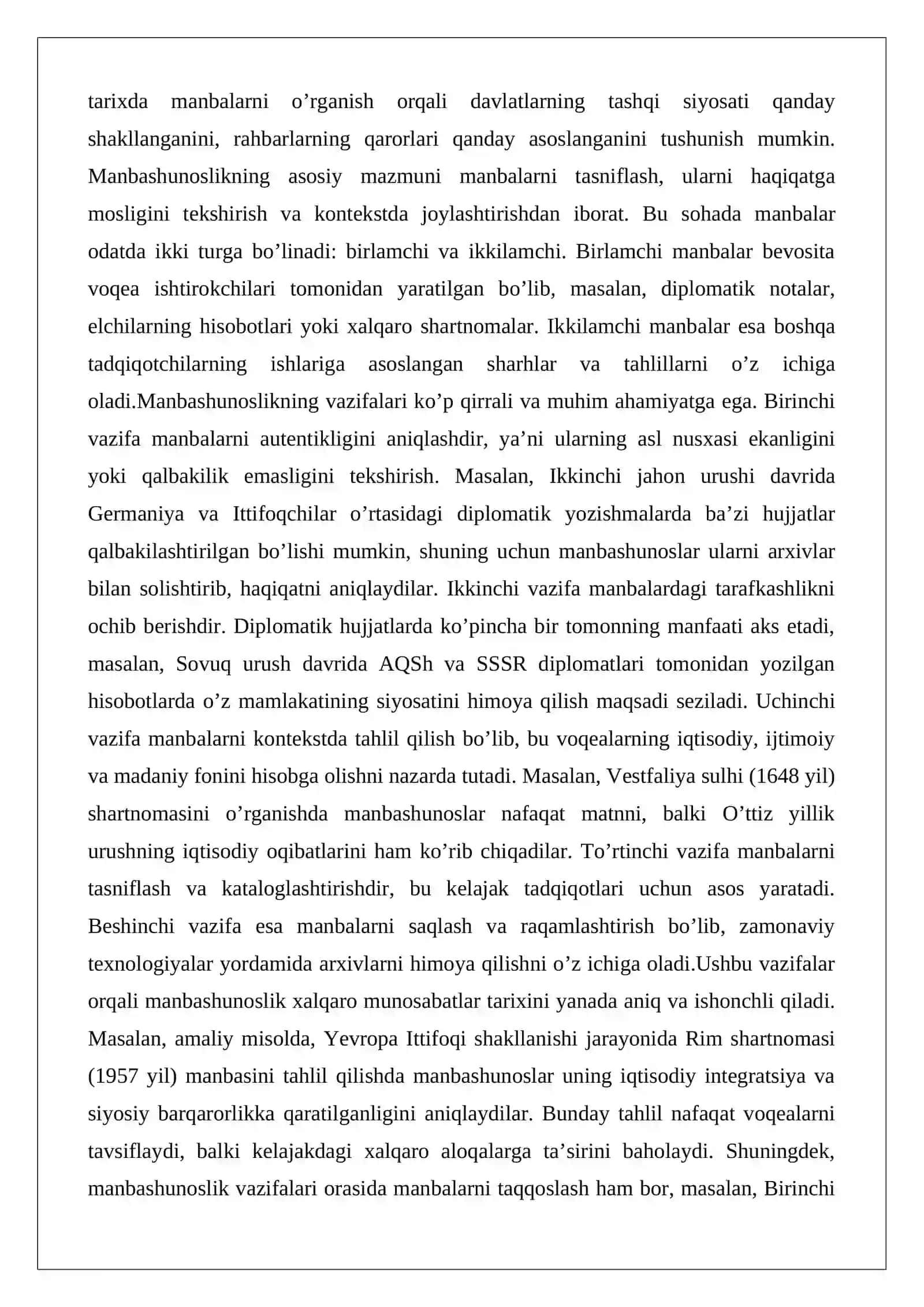 Xalqaro munosabatlar va diplomatiya tarixi fanining manbashunosligi 3