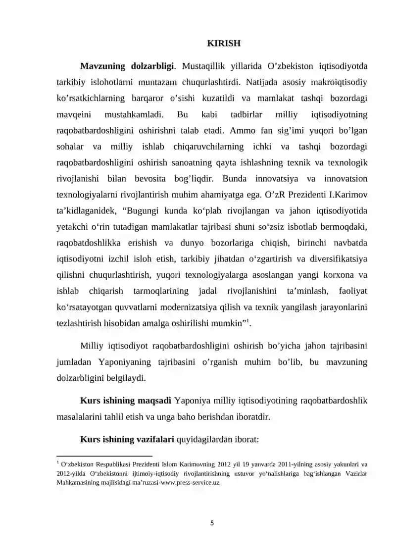 Milliy iqtisodiyotning raqobotbardoshligi va uni oshirish yo’llari 3