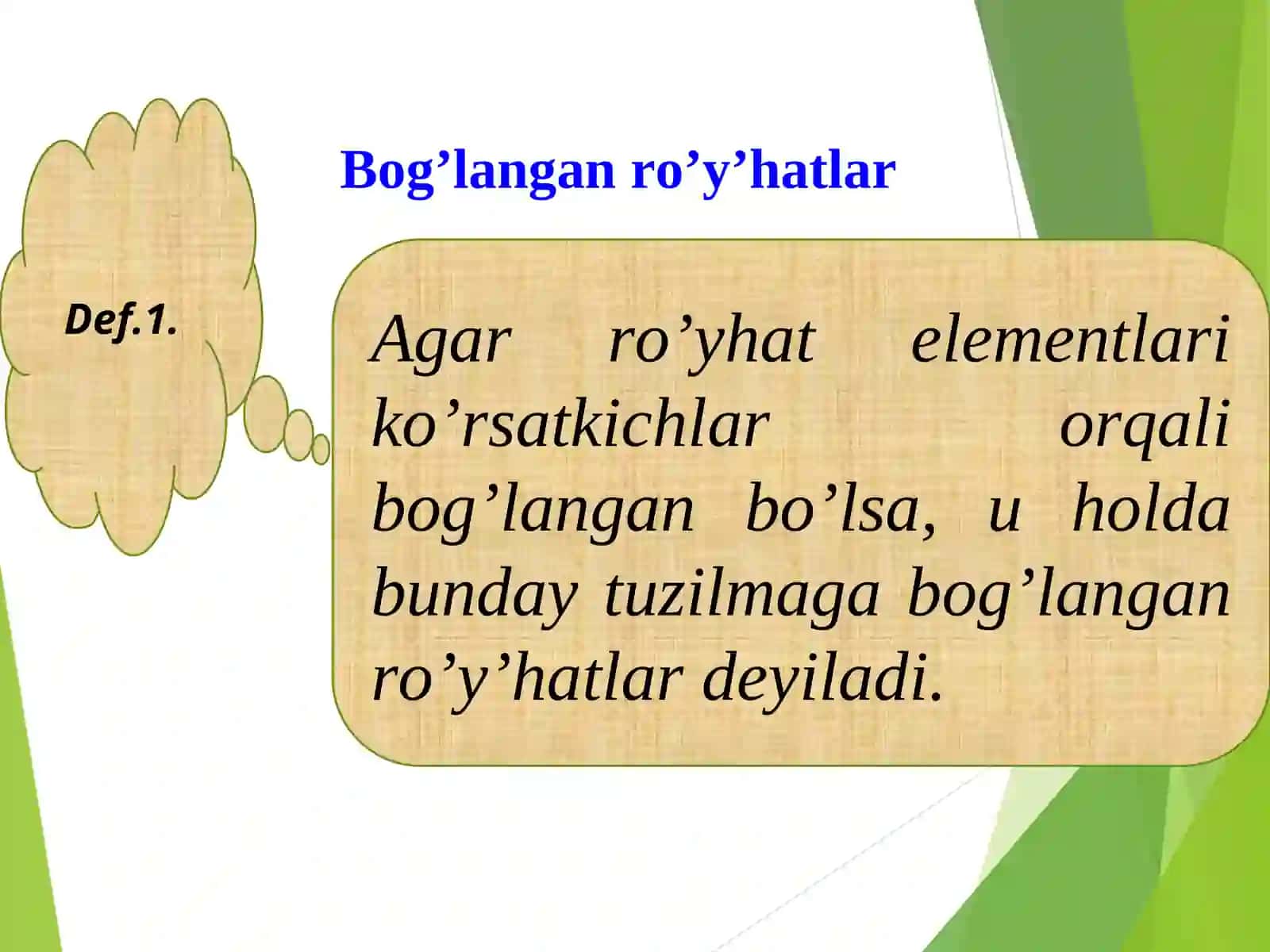 Chiziqli bog'langan ro'yxatlar 3