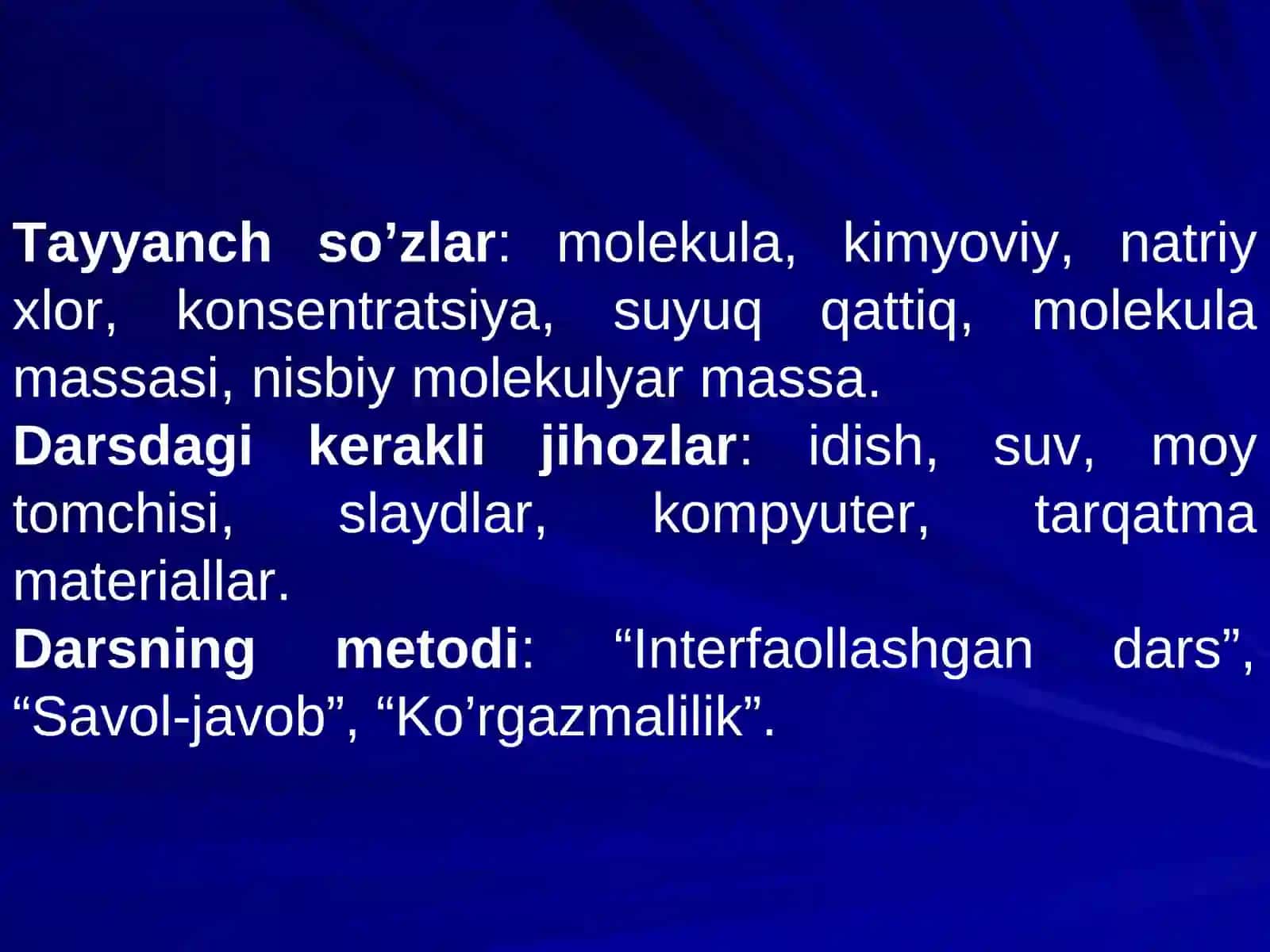 Molekulalarning o’lchami va massasi 3