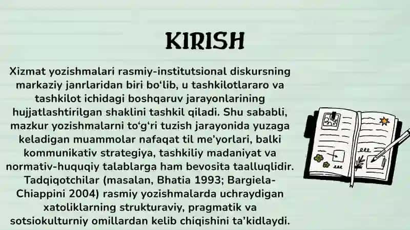 XIZMAT YOZISHMALARINI YOZISHDAGI MUAMMOLAR 3