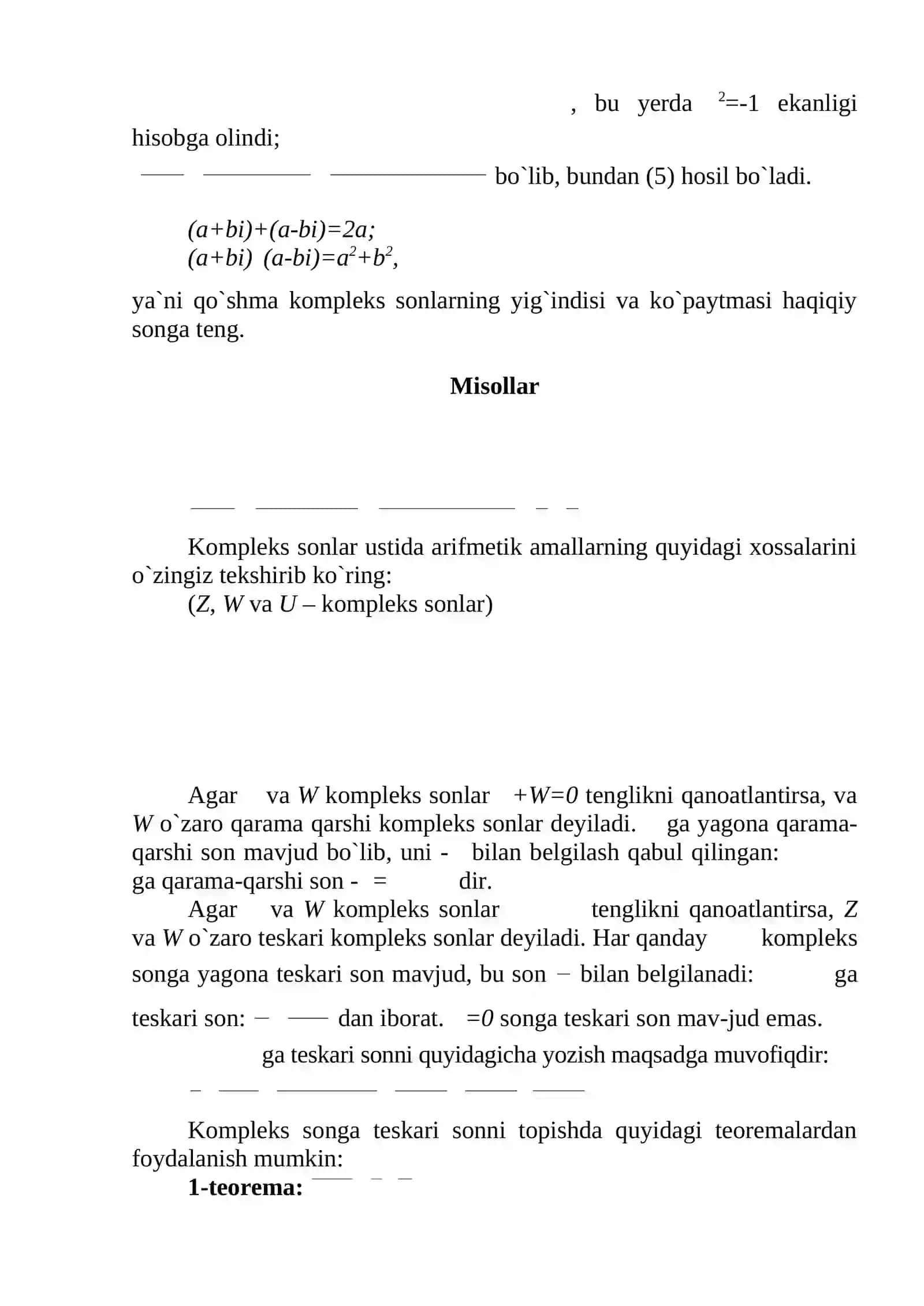 Kompleks sonlar va ular ustida amallar 3