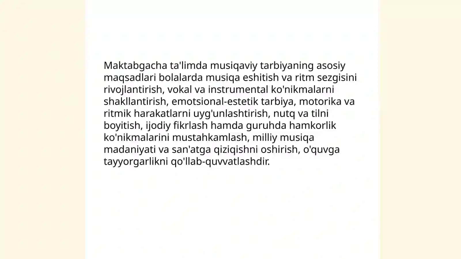 Maktabgacha ta'lim tashkilotlarida musiqaviy tarbiyaning maqsad va vazifalari 3
