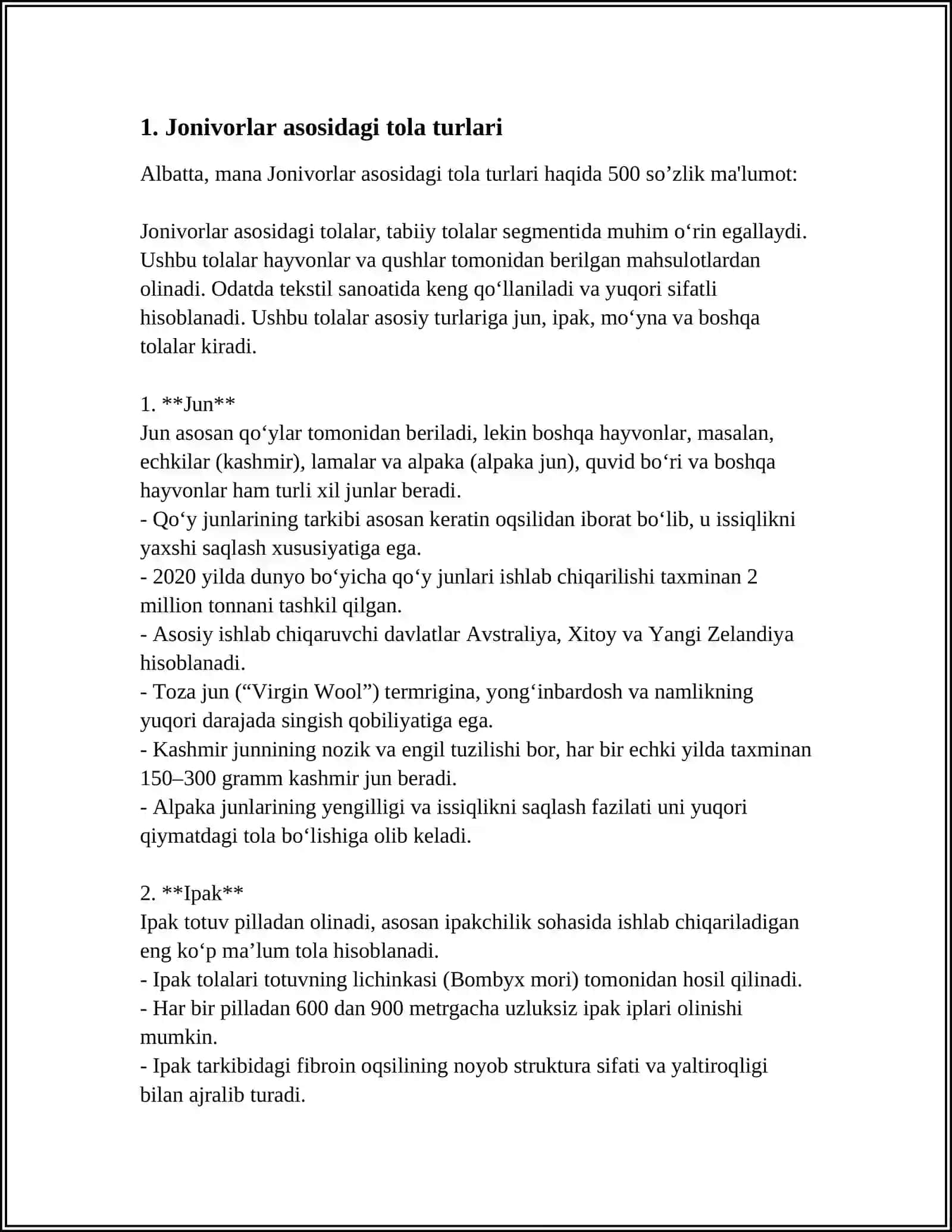 Jonivorlar Asosida Olindigon Tolalar Tuzilishi va Xossalari 3