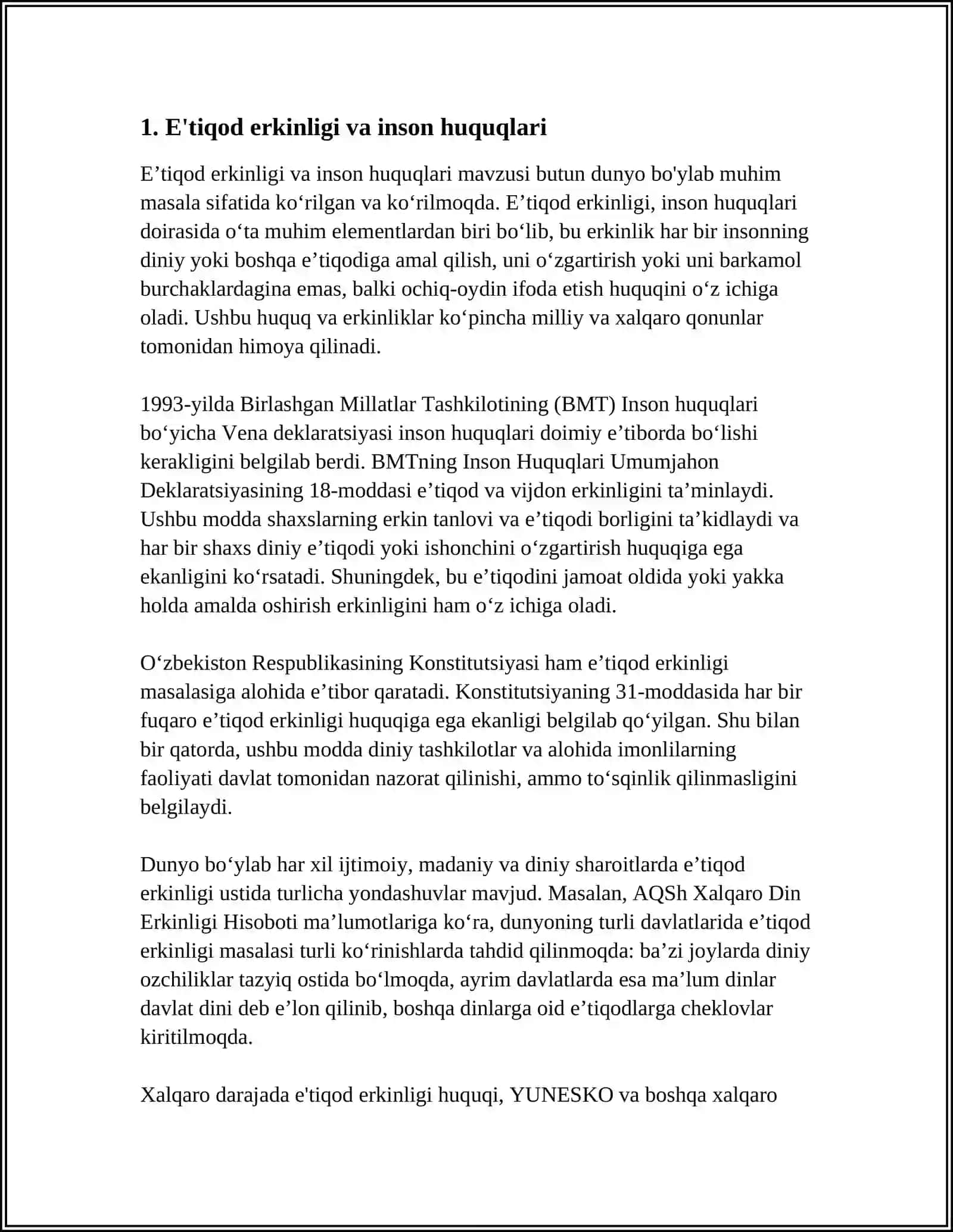 VIJDON VA E'TIQOD ERKINLIGINING TA'RIFI 3