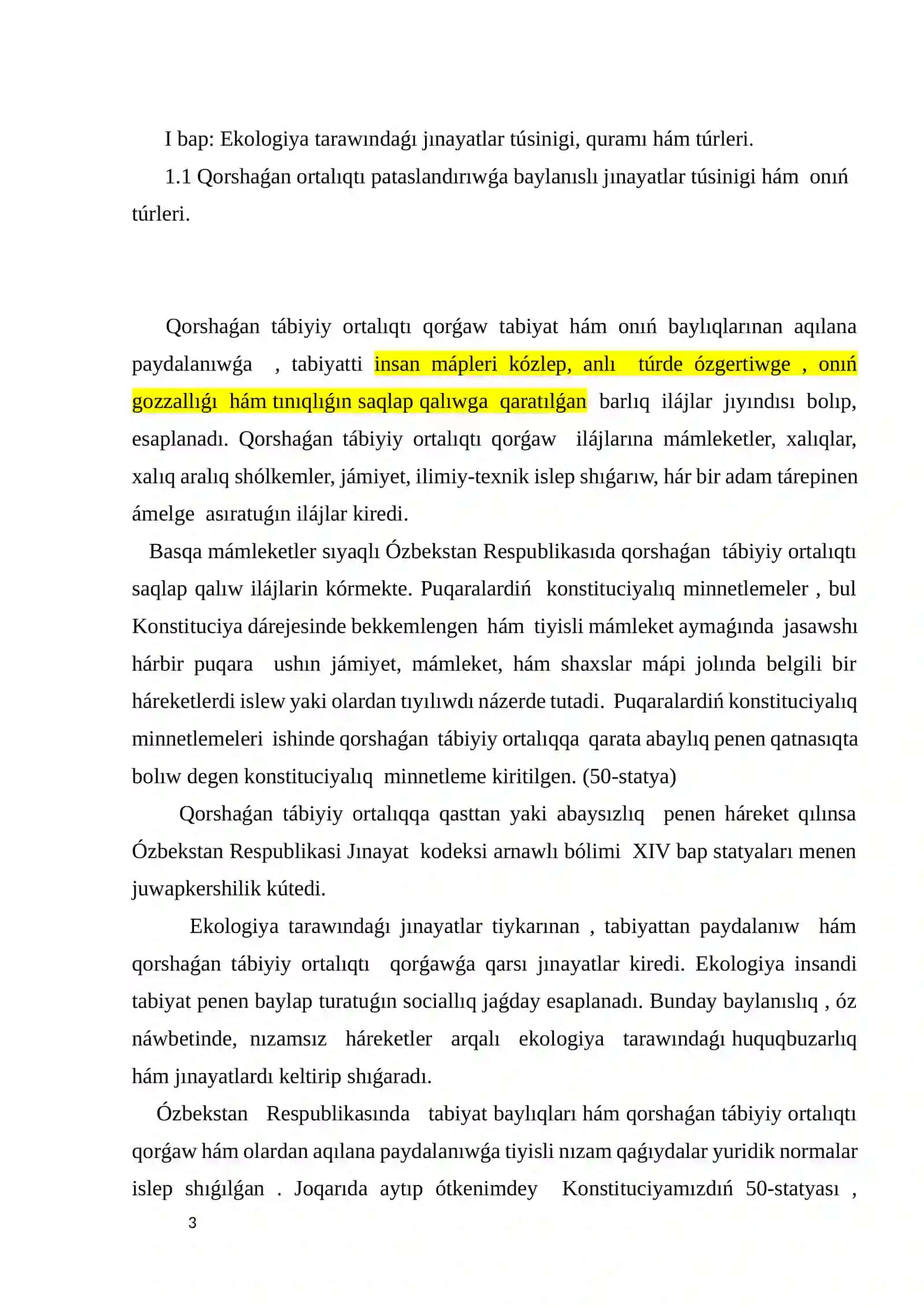 Qorshaǵan tábiyiy ortalıqtıń nızam menen qorǵalıwı 3
