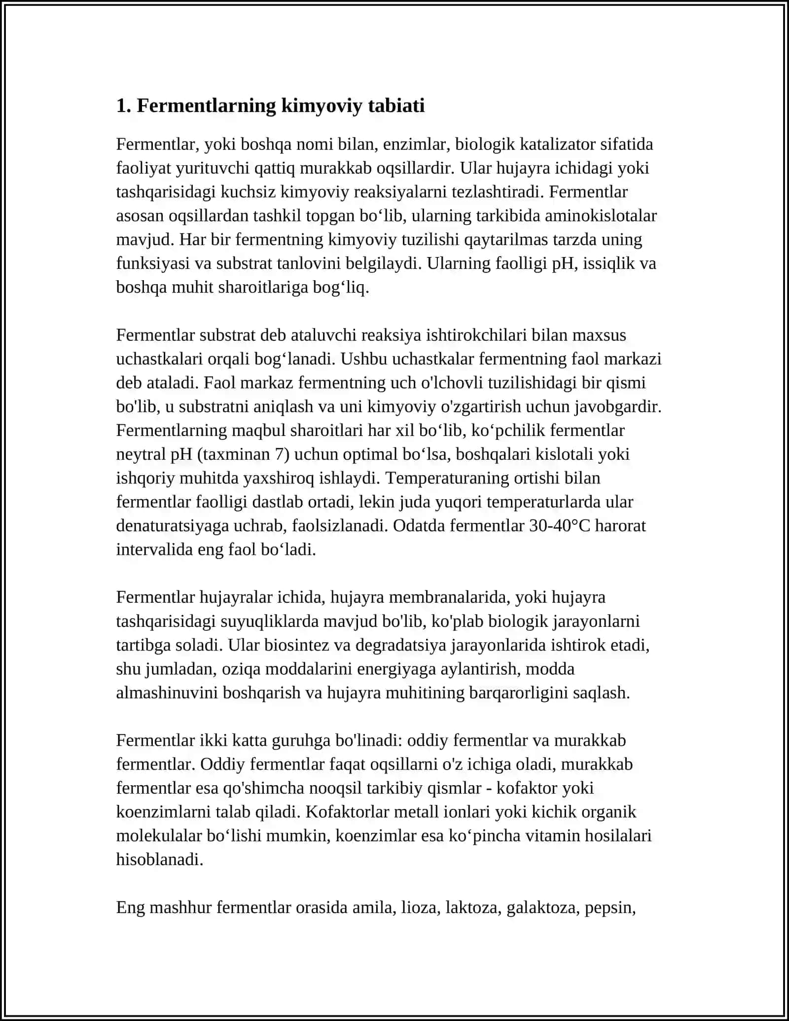 FERMENTLARNING UMUMIY XUSUSIYATLARI VA KINETIKASI 3