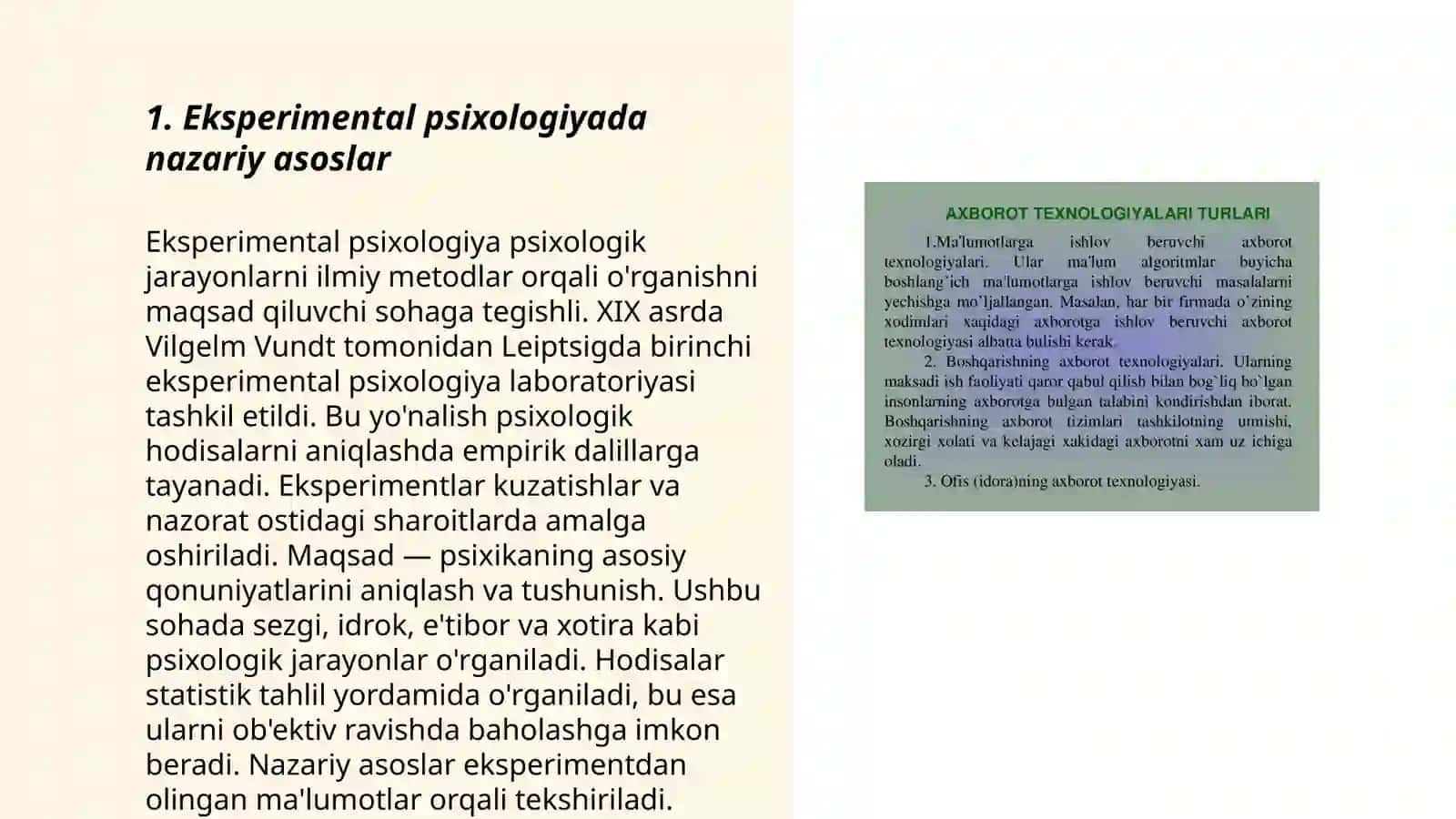 Eksperimental psixologiyada labaratoriya tajribasi va uning xususiyatlari 3