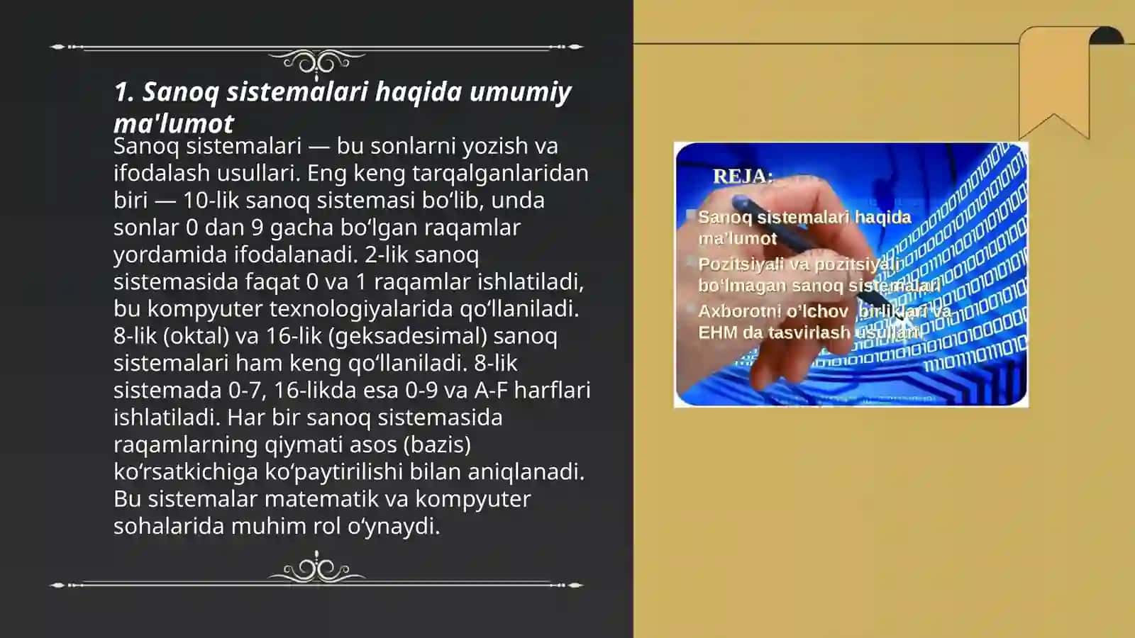 Sanoq sistemalari va ularning turlari 3