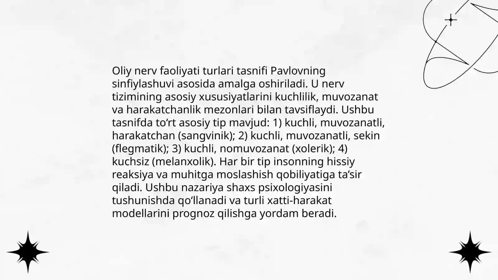 Oliy nerv faoliyati turlarining tasnifi 3