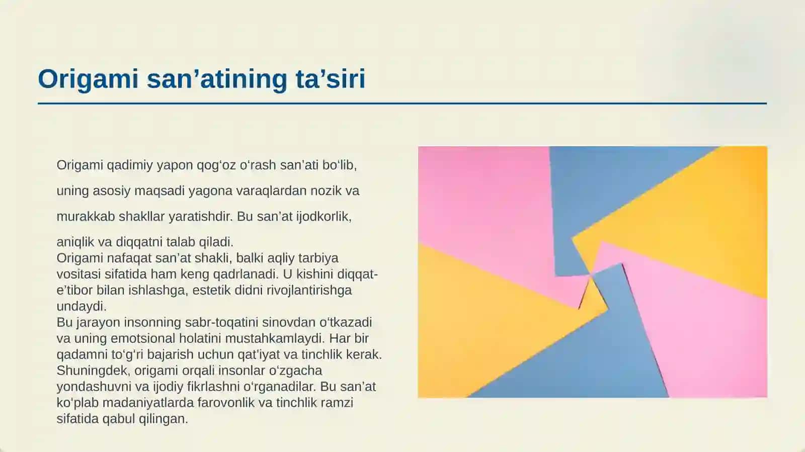 ORIGAMI ORQALI ESTETIK DID VA SABR TOQATNI TARBIYALASH 3