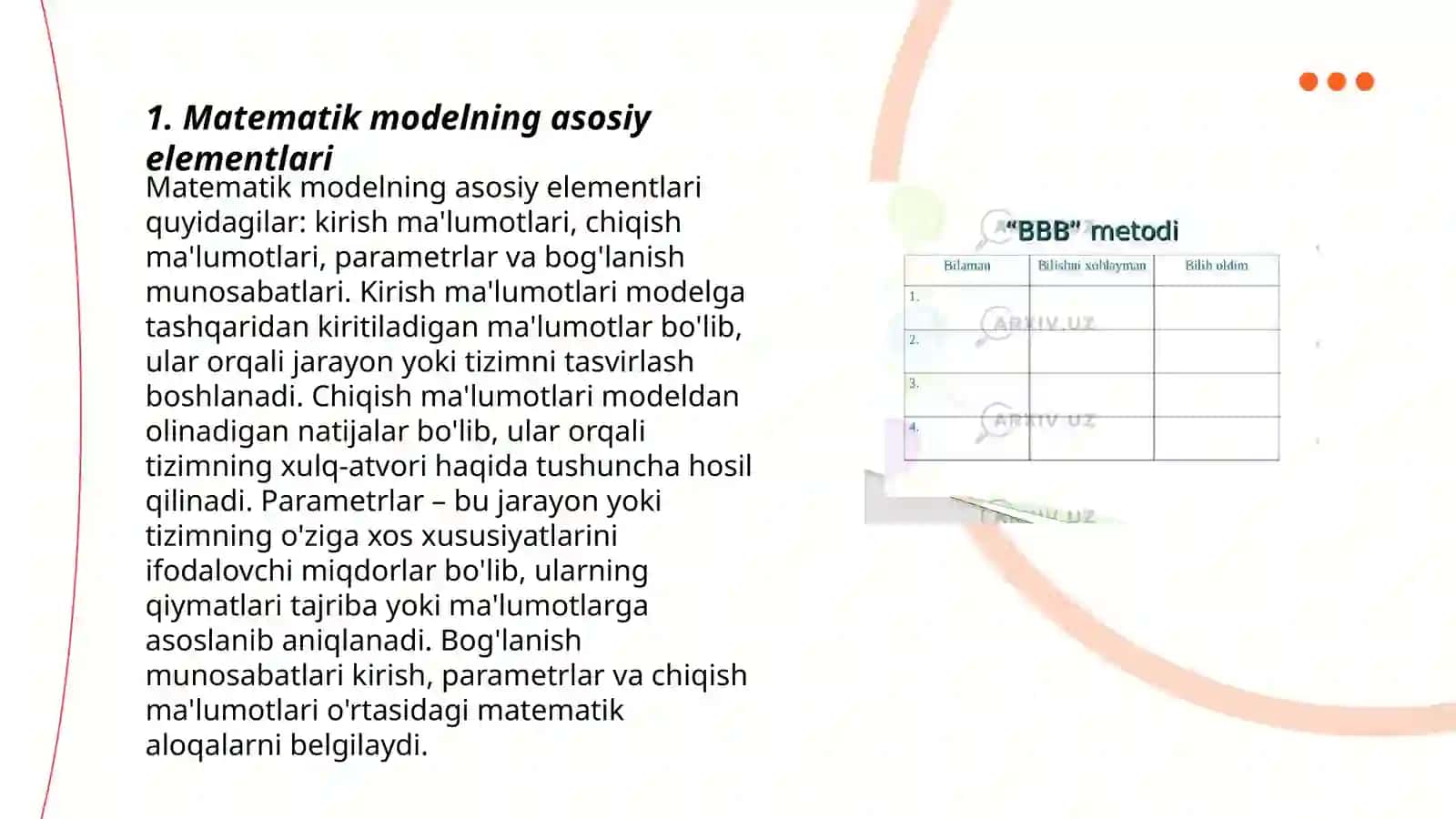 Matematik modelga qo'yilgan talablar 3