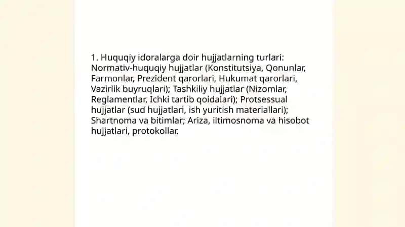Huquqiy idoralarga doir hujjatlar 3