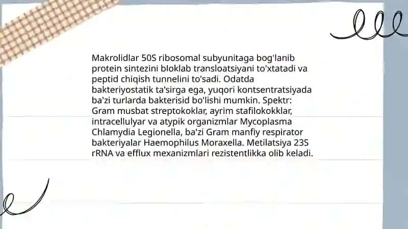 Makrolidlar, aminoglikozidlar, polimiksinlarning klinik farmskologiyasi 3