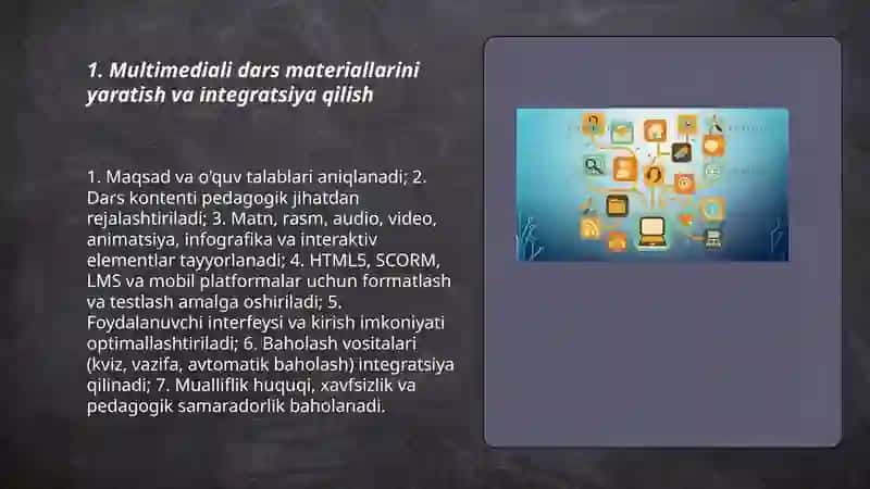 Multimediali dars materiallarini yaratish va integratsiya qilish 3