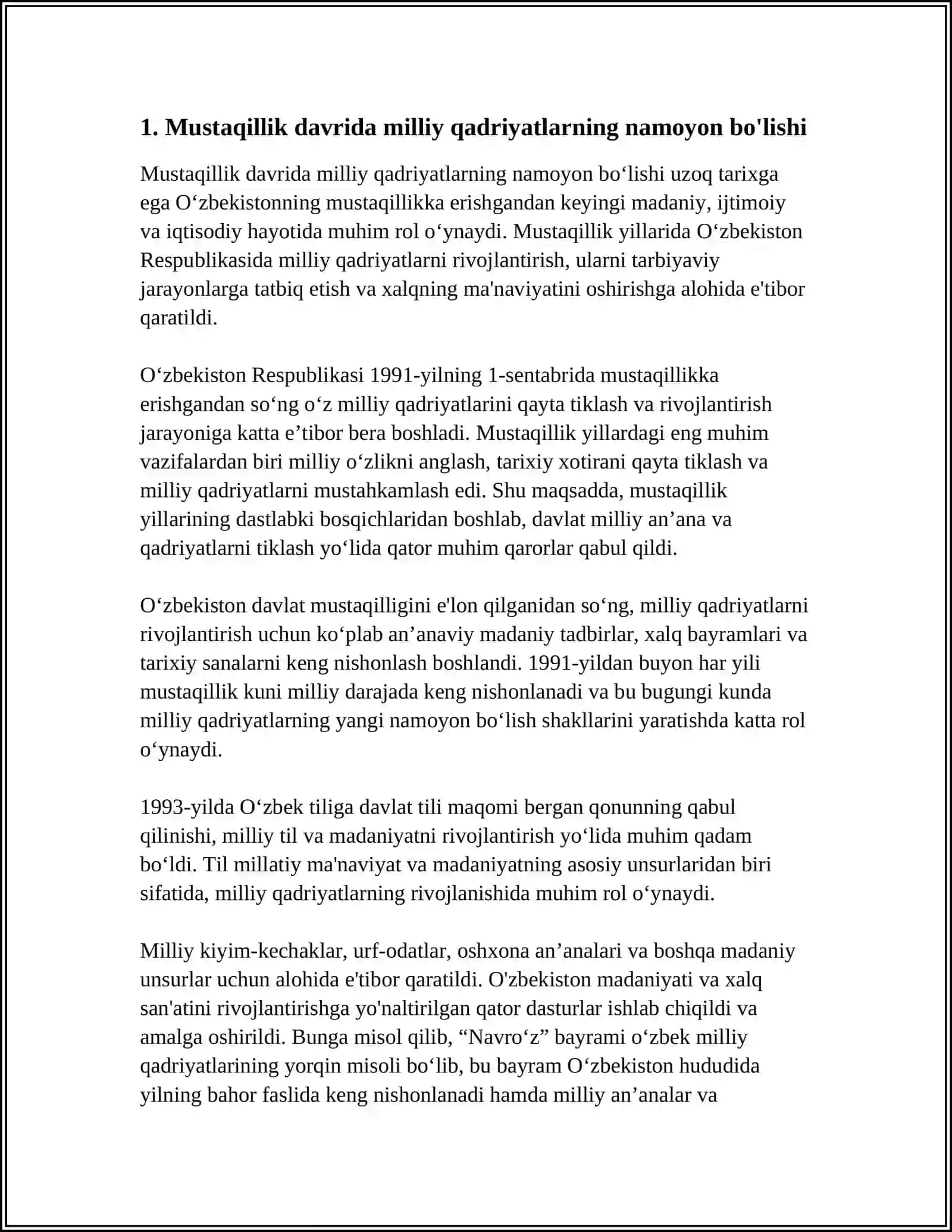 MUSTAQILLIK DAVRI DRAMATIK ASARLARDA MILLIY QADRIYATLAR. E.XUSHVAQTOV "QIRMIZI OLMA" VA "CHIMILDIQ" 3
