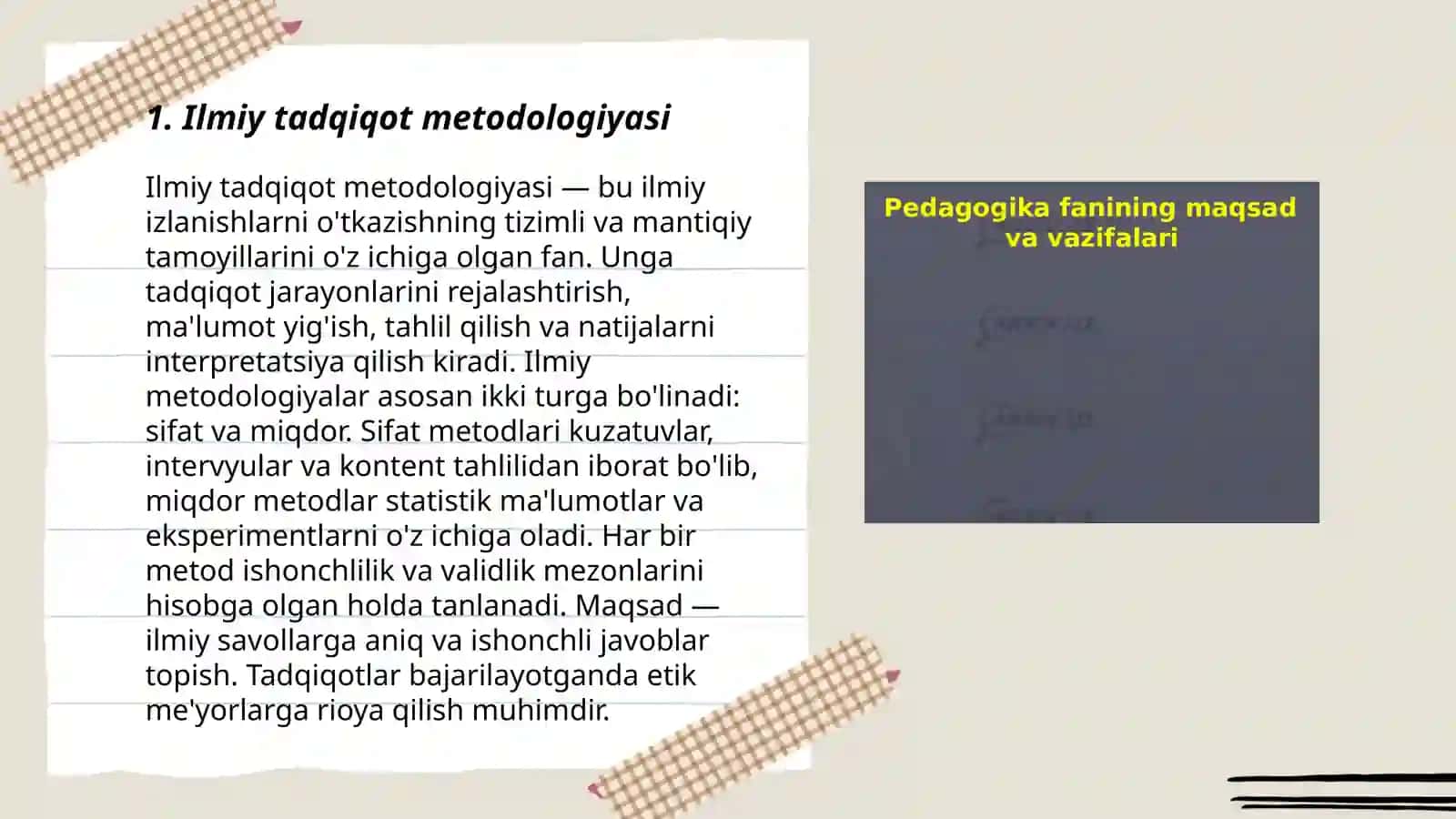 Pedagogika fanining ilmiy-tadqiqot medotlari 3