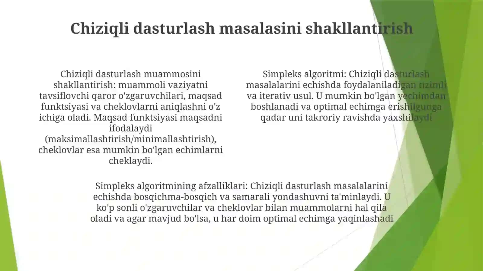 Chiziqli Programmalashtirish Masalasining Simpleks Algoritmi 3