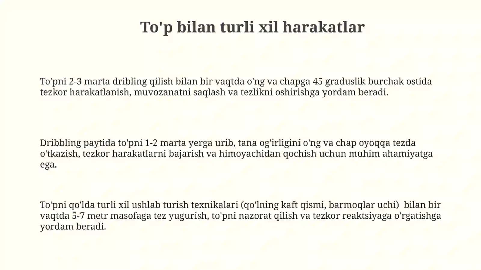 To'p bilan Muomala Texnikasini O'rgatish 3