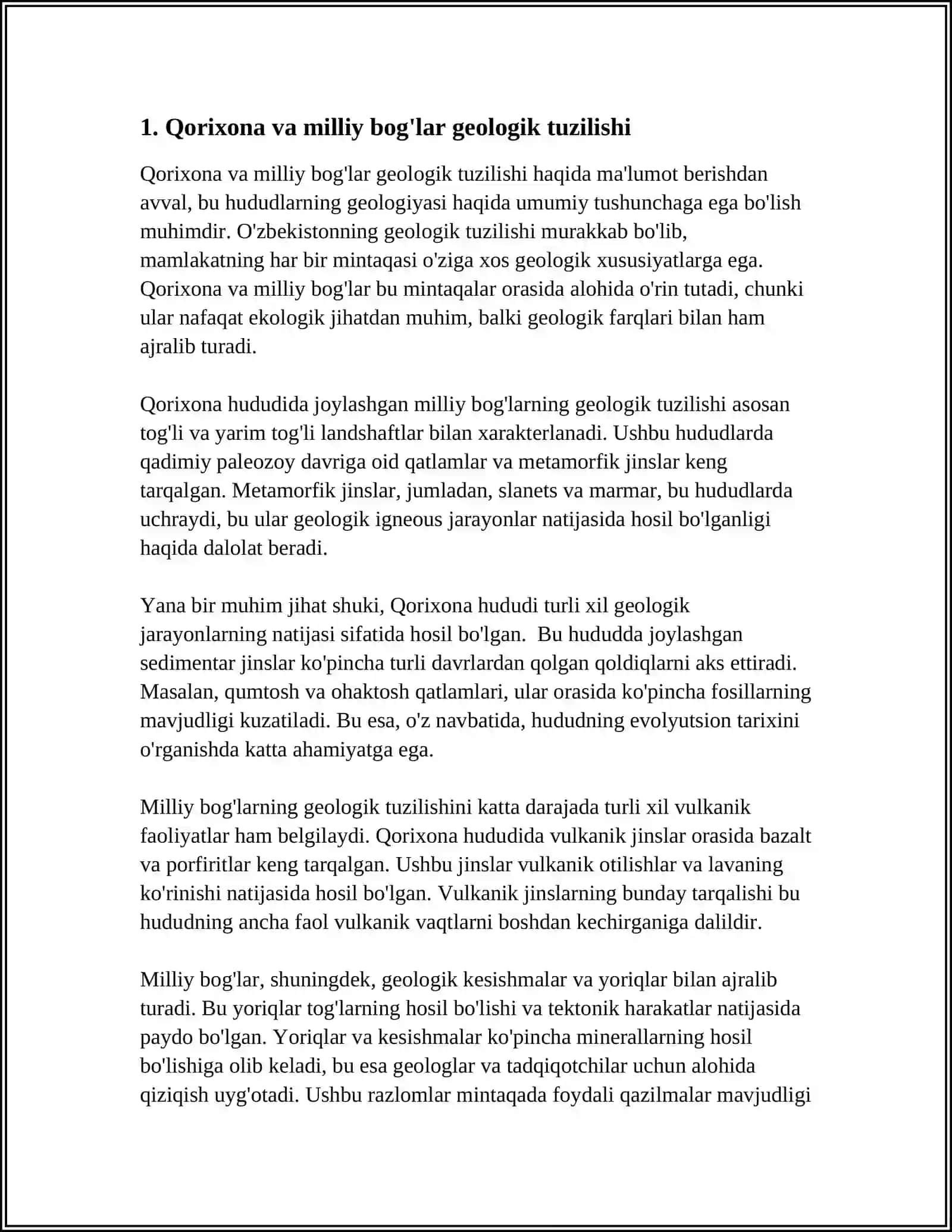 QORIXONA VA MILLIY BOGʻLARNI TASHKIL ETISHNING GEOLOGIK TAMOYILLARI 3