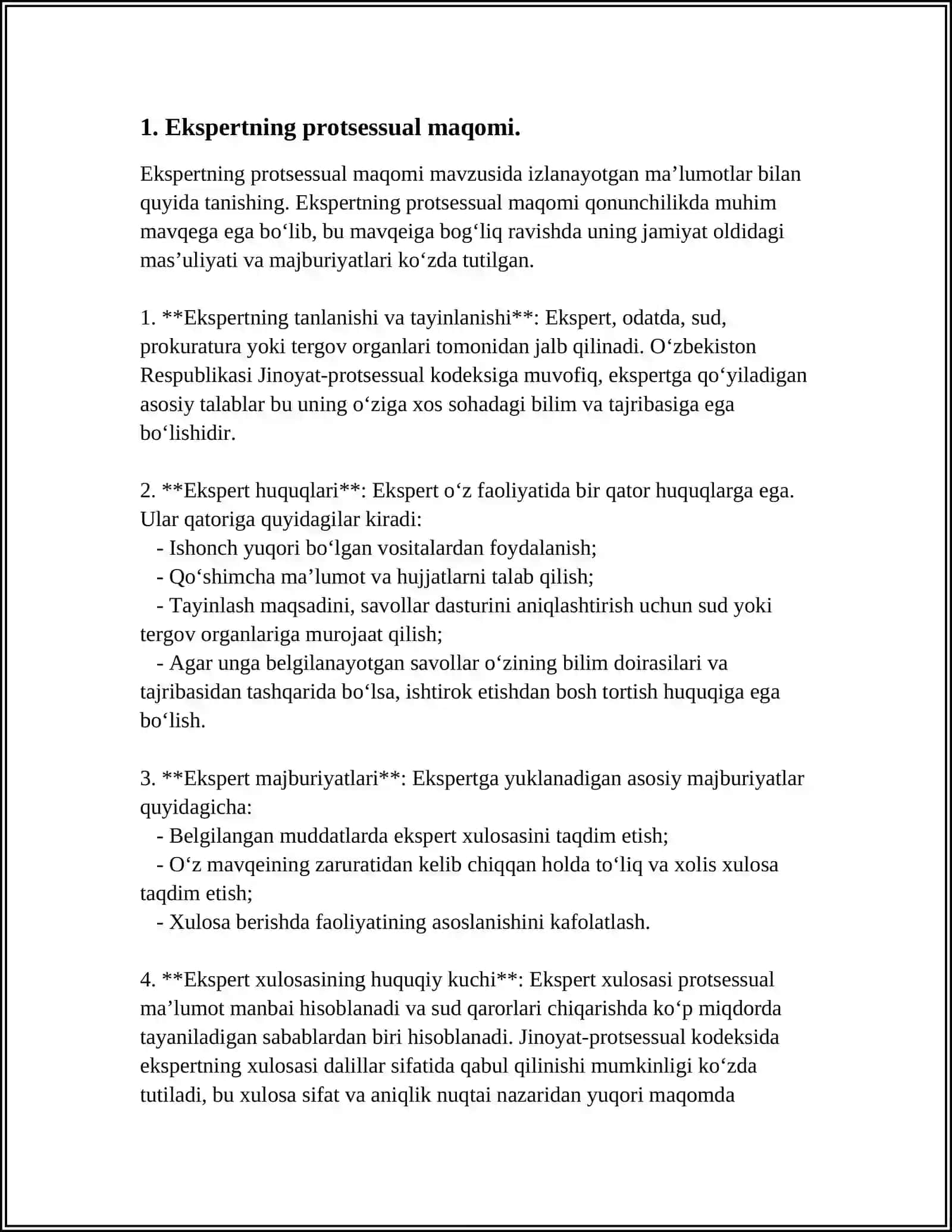 JINOYAT PROTSESUAL HUQUQIDA EKSPERT VA MUTAHASIS HUQUQ VA MAJBURIYATLARI 3