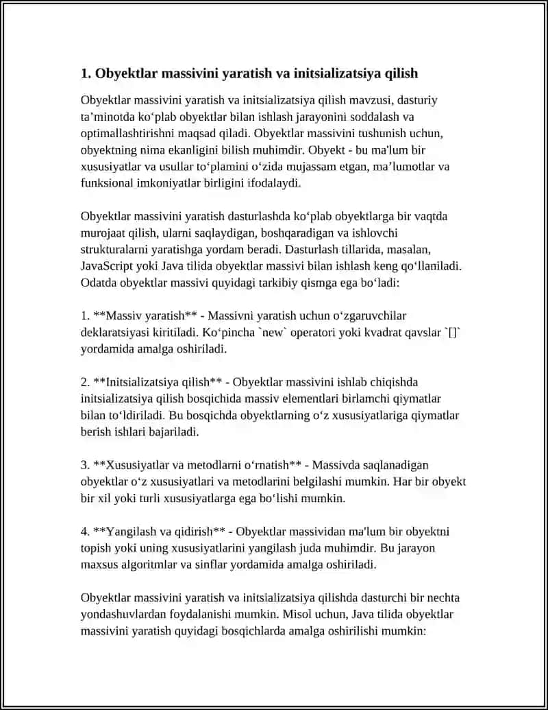 OBYEKTLAR MASSIVI BN ISH YURITSH 3