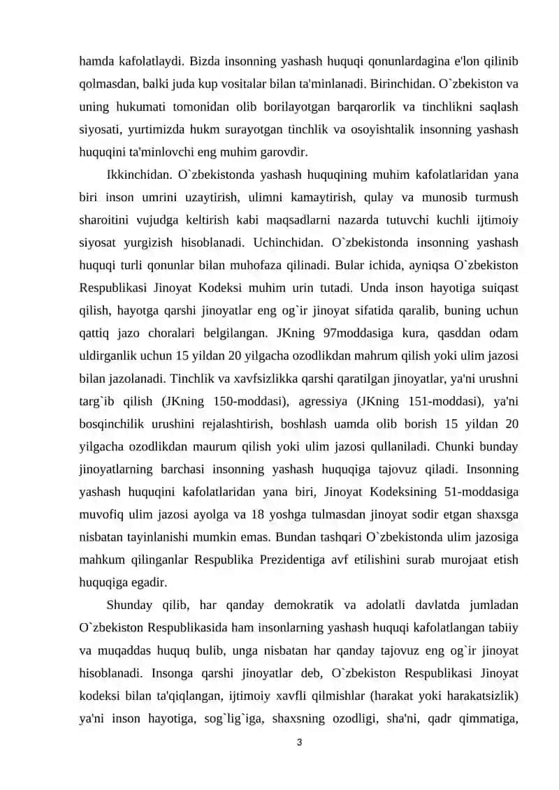 O'zbekiston Respublikasi fuqarolarining shaxsiy huquq va erkinliklari 3