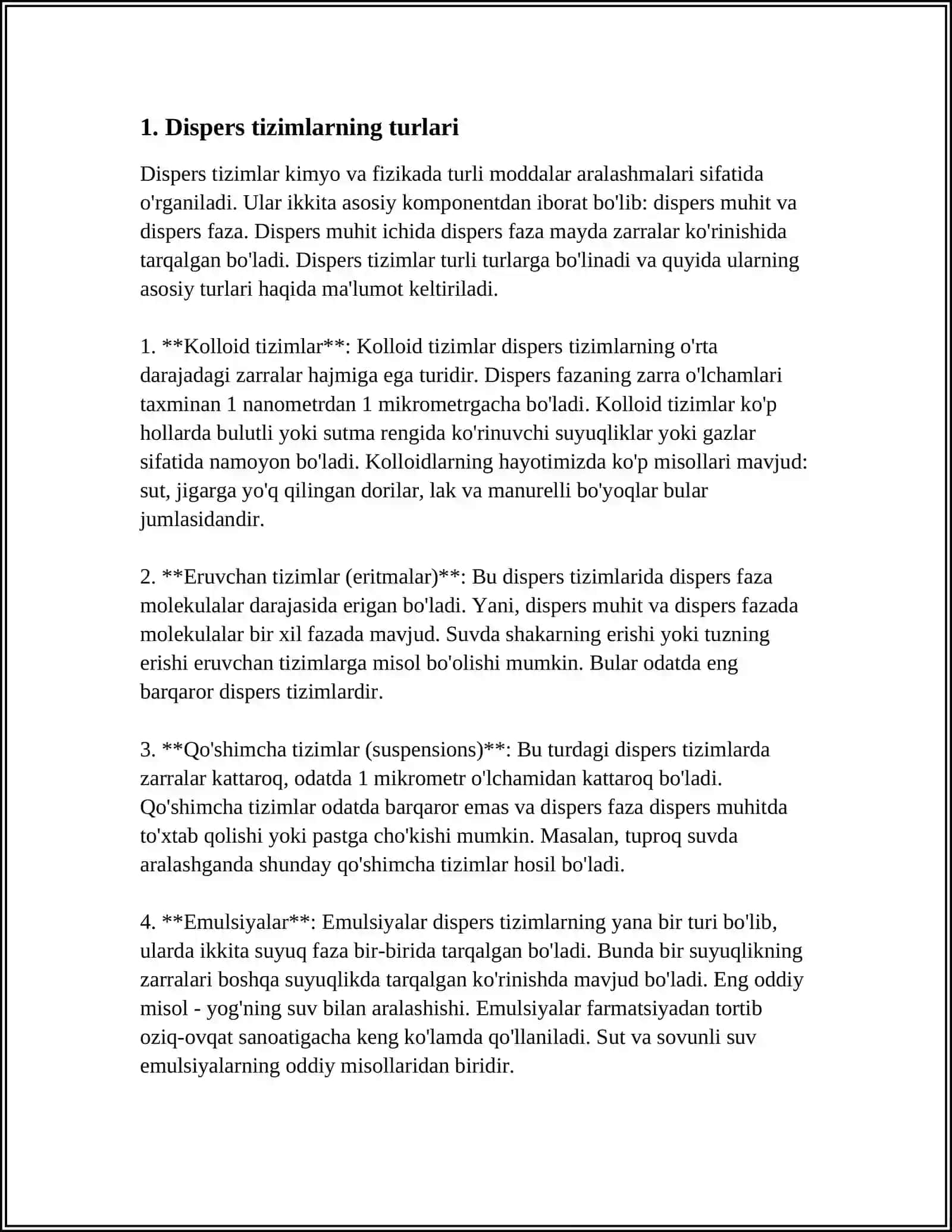 DAG'AL-DISPERS SISTEMALARNING XOSSALARI VA ULARNI TIBBIYOT VA FARMAKOLOGIYADA ISHLATILISHI 3
