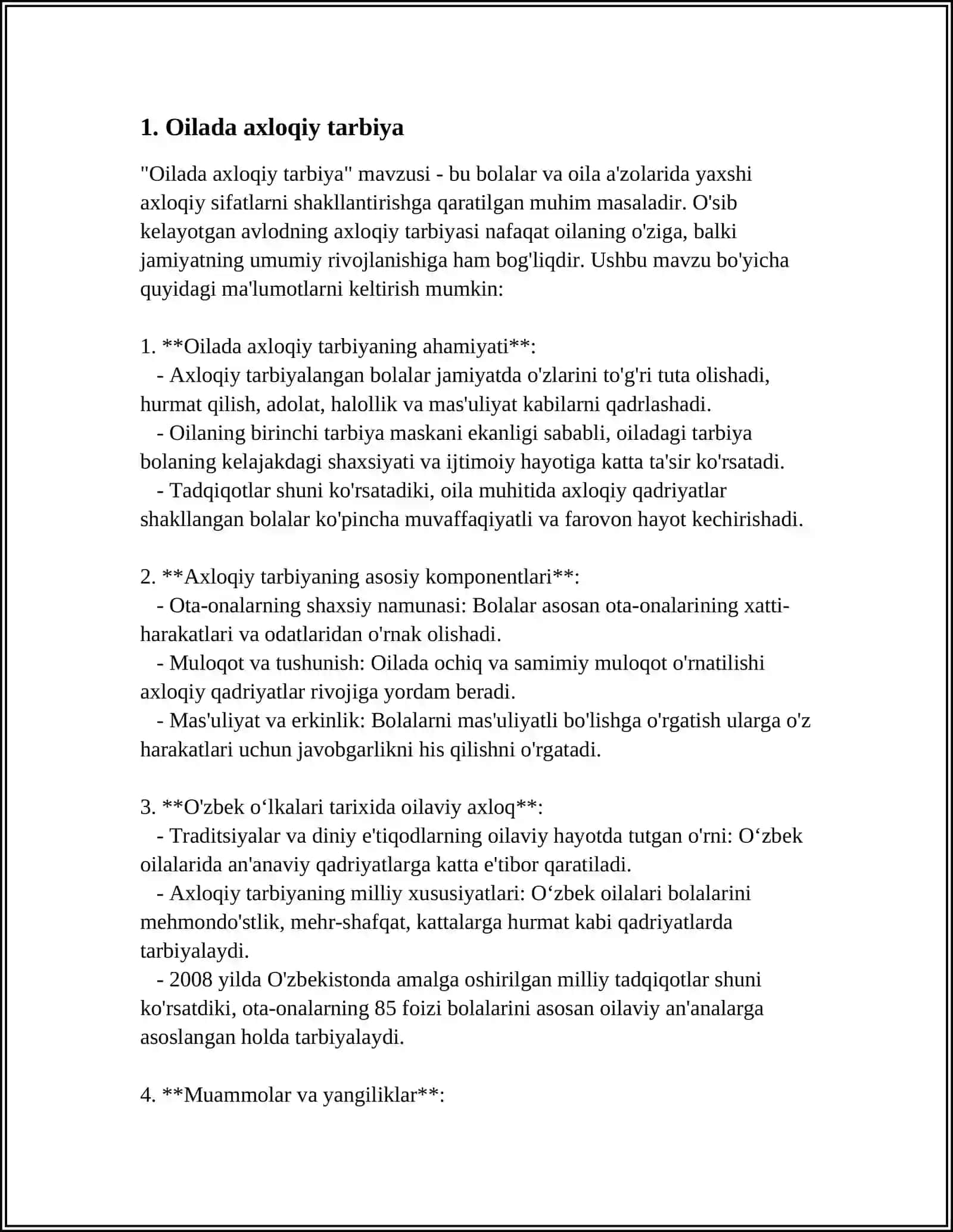 MILLIY TARBIYA USULLARI VOSITALARI.OILA PEDAGOGIKASI VA UNING MILLIY O'ZIGA XOS XUSUSIYATLARI 3