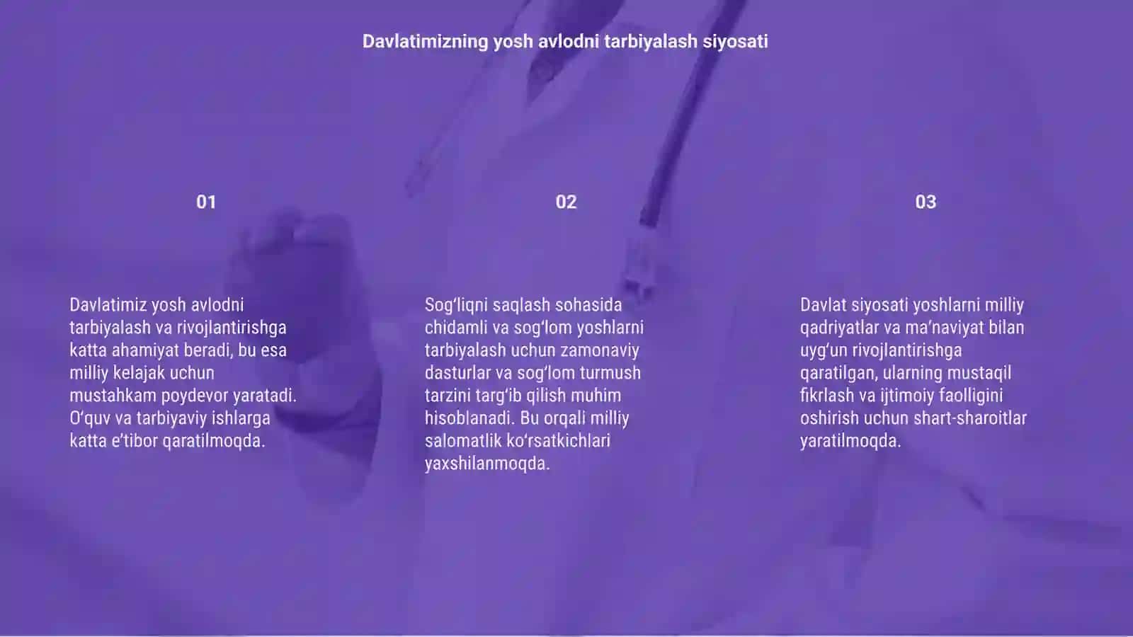 Davlatimizning yosh avlodni tarbiyalash va sogʻligʻini himoya qilish yoʻlida olib borayotgan ishlari 3