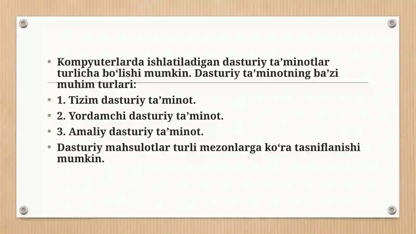 Iqtisodiy vazifalarni yechishda qo’llaniladigan dasturiy mahsulotlar tasnifgi vazifalari 3