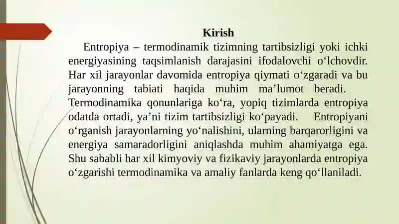 Entropiya va Termofizika 3