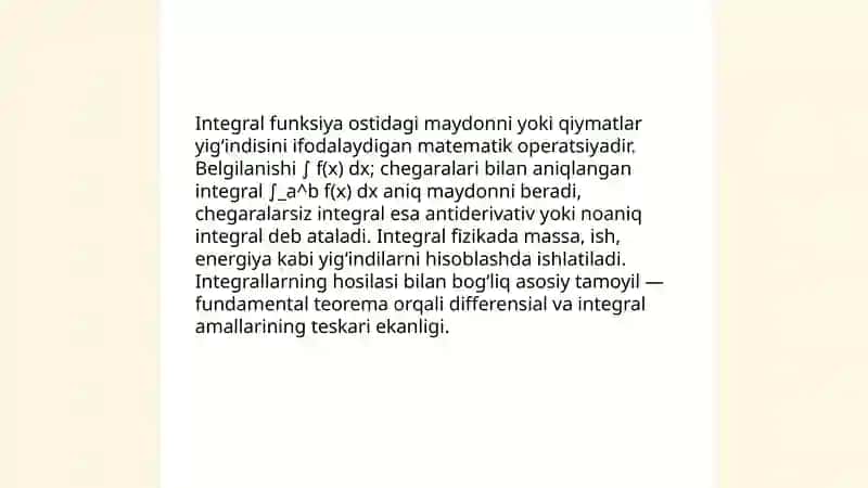 Integral va uning ma'nolari 3