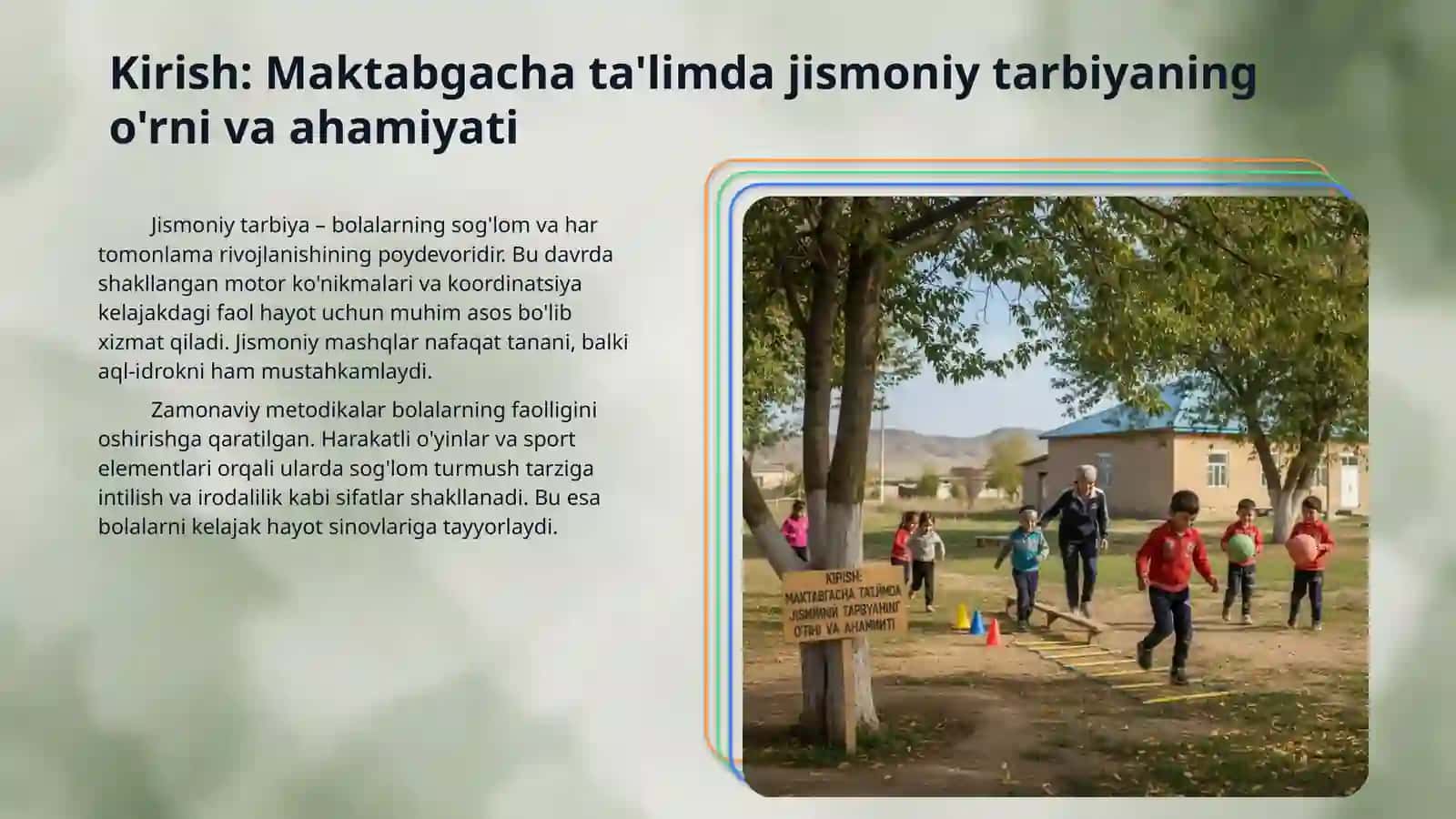 Maktabgacha ta'limda jismoniy tarbiya metodikasi vazifalarini tadbiq etish 3