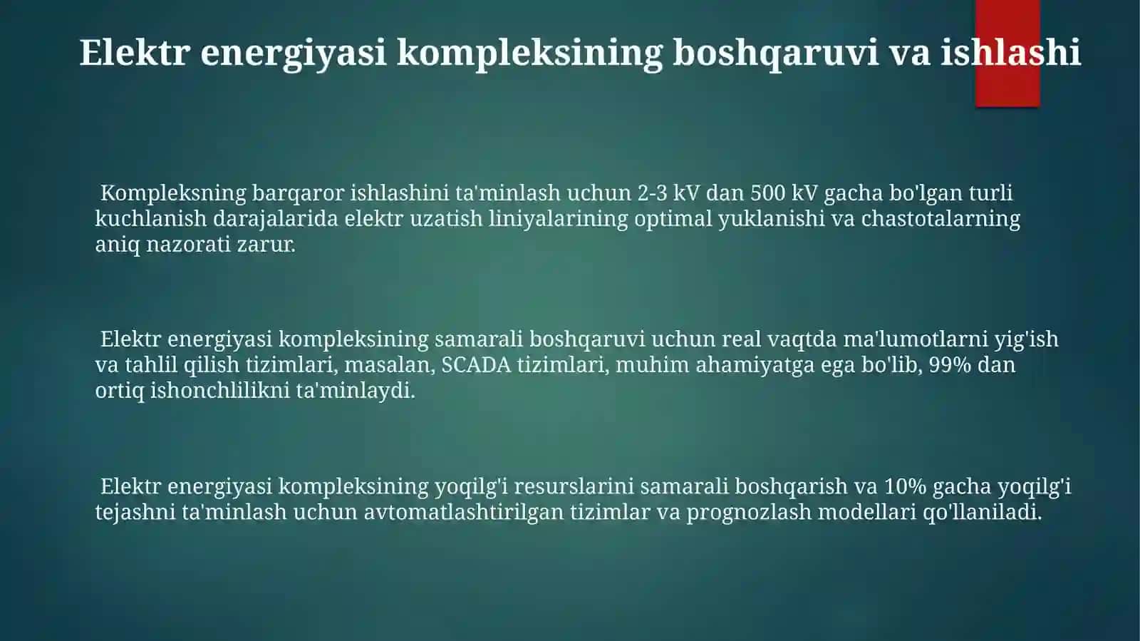 Elektr energiya kompleksini tashkil etuvchi issiqlik, gidroelektr va boshqa elektr stansiyalari 3