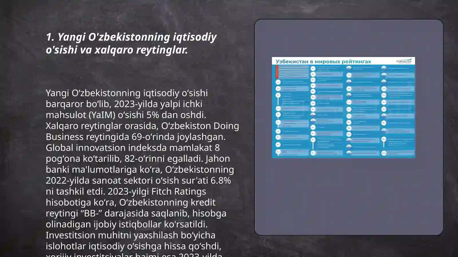 Yangi O'zbekistonning iqtisodiy o'sishi va xalqaro reytinglar 3